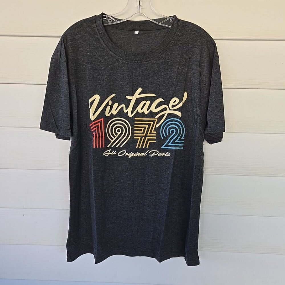 1A-Vintage 1972 Women's T Shirt  Size Large Dusty Blue Gray